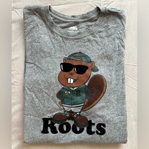 Roots Gray T-Shirt with Beaver Graphic